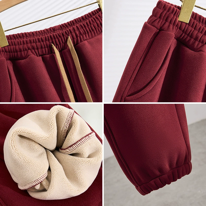Fleece keep warm winter windproof casual trousers, plus size, Korean style