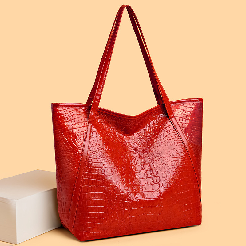 European and American Retro Bag Women's New Large Capacity Crocodile Tote Bag Texted Casual All-match Commuter Shoulder Bag European and American Retro Bag Women's New Large Capacity Crocodile Tote Bag Texted Casual All-match Commuter Shoulder Bag