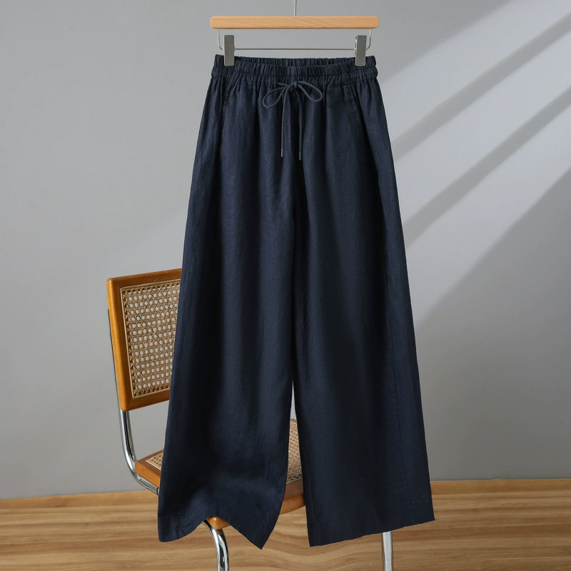 2025夏季新品棉麻弯刀裤系带宽松休闲裤显瘦文艺棉麻裤女夏