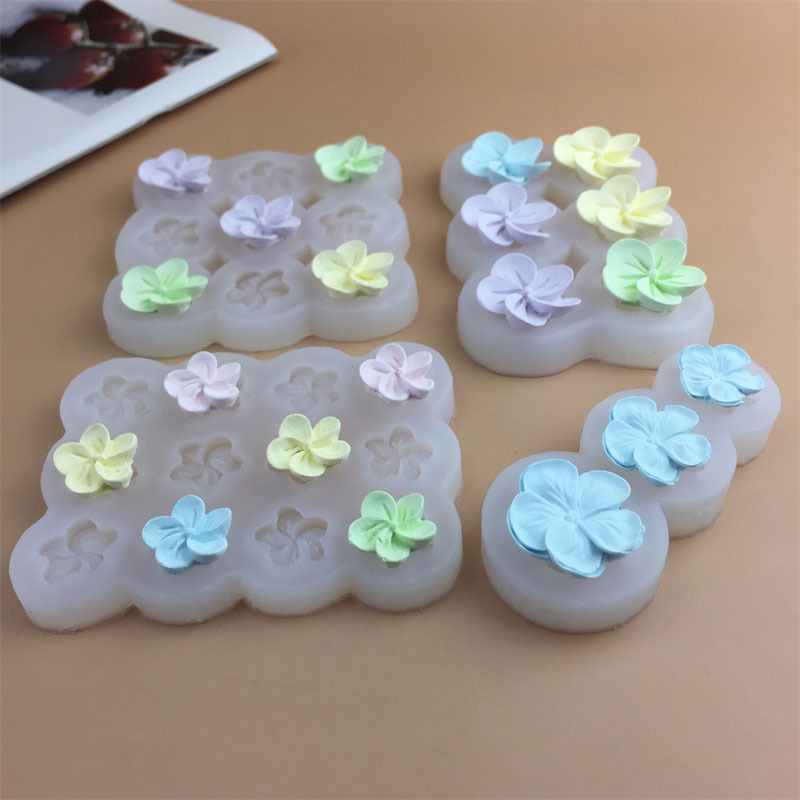 DIY3连五瓣花朵大中小号花朵硅胶模具翻糖蛋糕花朵滴胶点心装饰模|undefined
