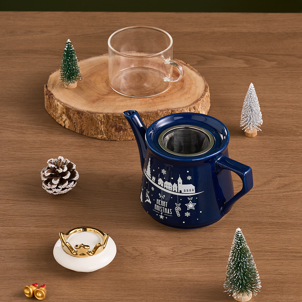 Ins encantador dibujo animado nieve regalo de navidad taza de cerámica set de té regalo de navidad regalo casual