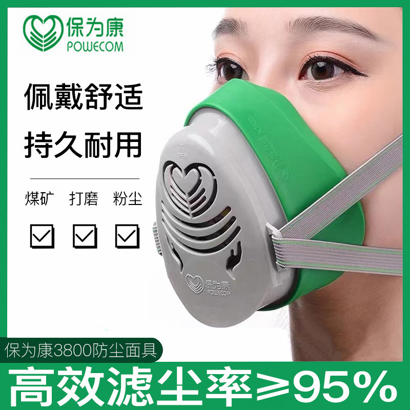 保为康3800防尘面具防尘面具防工业粉尘煤矿电厂防护面罩打磨口罩