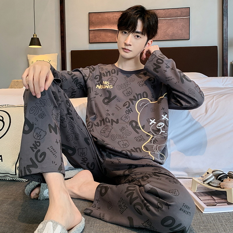 2024 New Pajamas Men's Autumn Cotton Long Sleeve Cartoon Casual Students Wearing Home Clothes Youth suit