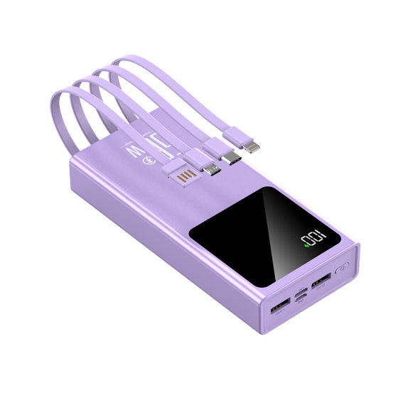 Cross-Border Super Fast Charging Large Capacity Power Bank 20000 Mah Comes with Cable Ultra-Thin Compact Portable Power Bank