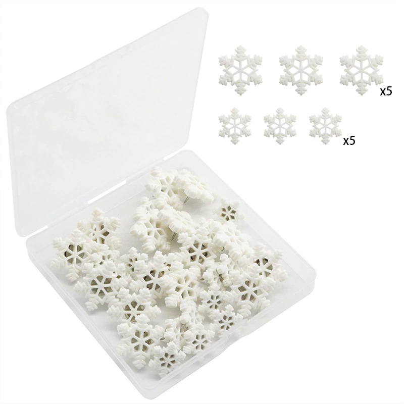 30 штук больших и маленьких снежинок креативных кнопок для пальцев Рождественские украшения I-образные гвозди пробковая доска гвозди для большого пальца гвозди для доски объявлений гвозди