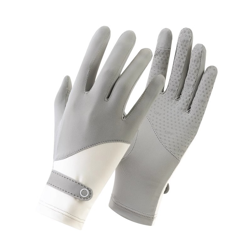 Guantes de protección solar de seda de hielo, pantalla táctil anti-ultravioleta para mujer, dedo completo, antideslizante, conducción, deportes, ciclismo, pesca, verano delgado para hombres