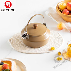 亞馬遜戶外露營燒水壺 歐美室外煮水壺平底1升卡其色提梁壺大容量