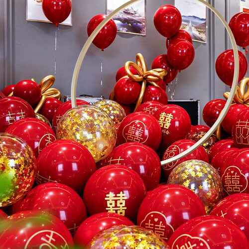 Wedding room layout 10 inch double layer thickened pomegranate red wedding decoration wedding supplies wedding balloons manufacturer wholesale