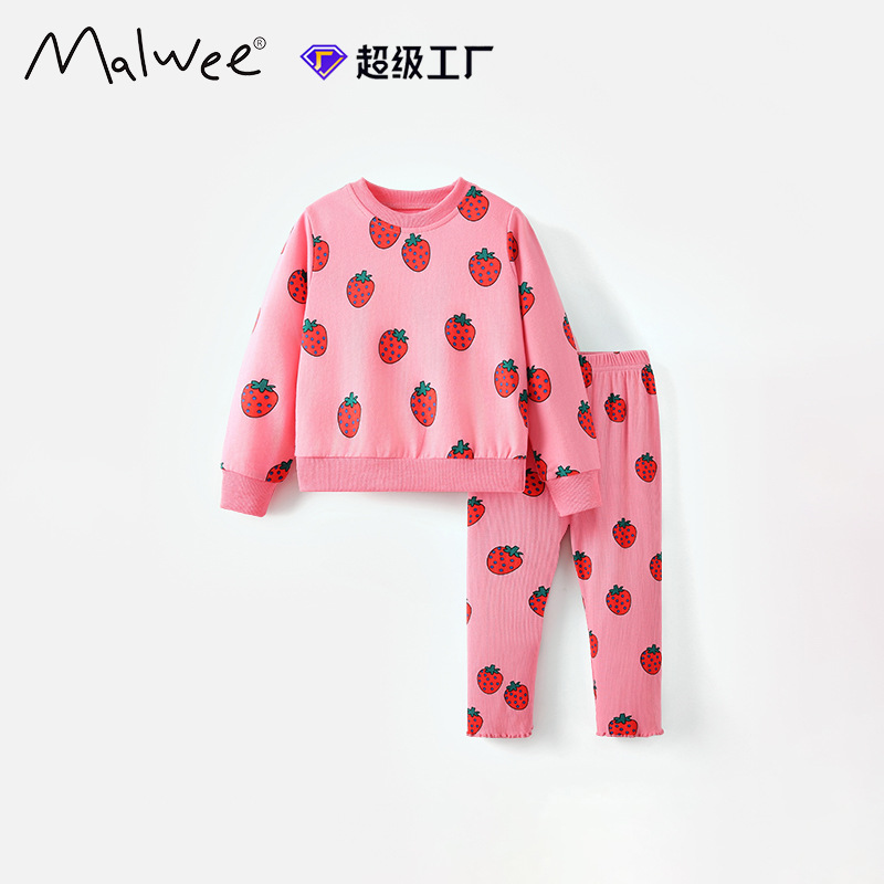 Trajes de niñas malwee transfronterizos otoño y invierno nuevos niños europeos y estadounidenses chaqueta de cabeza, pantalones de cintura elástica de manga larga