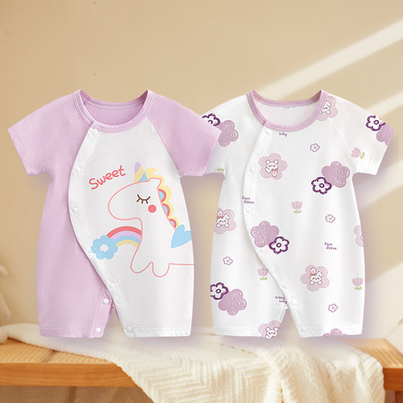 Children's cotton summer thin bodysuit for new born to go out