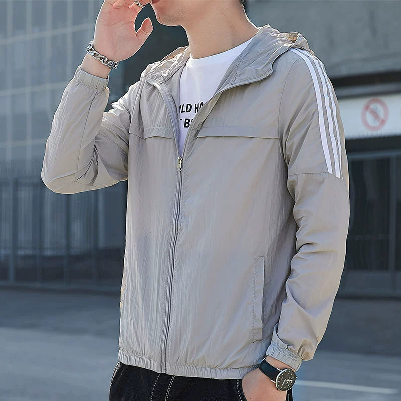 Breathable sun protection clothing, summer silk ultra thin jacket with hood