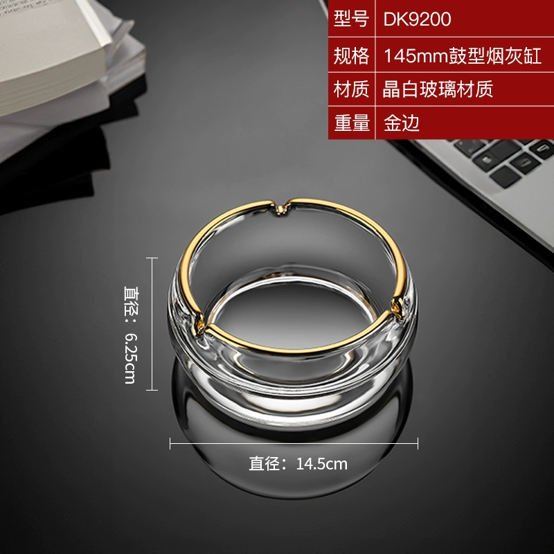 Big glass ashtray for commercial use for office, light luxury style