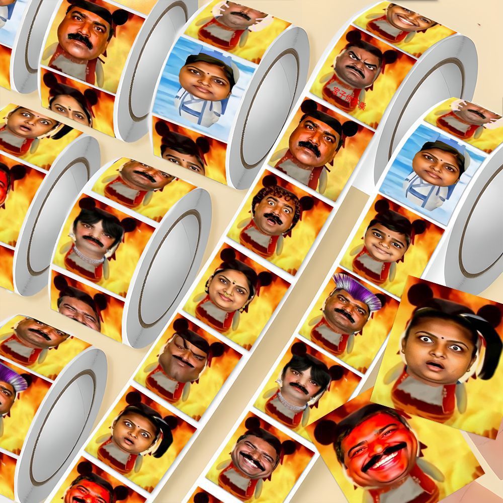 2000 pegatinas de la India A San píldora mágica emoticon envoltura pegatinas de rollo de escultura de arena abstracta graciosa píldora mágica pegatinas de sellado