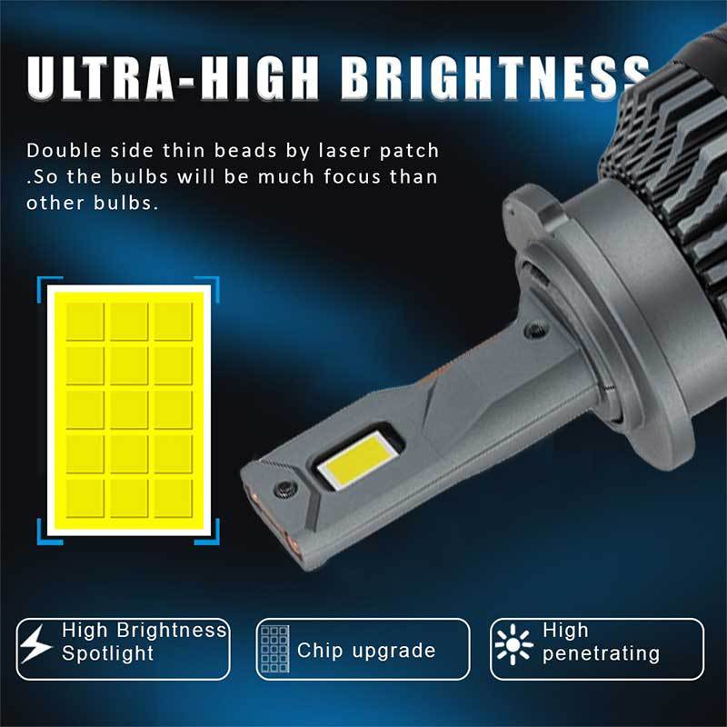 (2개) 국경 간 재고 H7LED 가벼운 자동차 전조등 수정 액세서리 H4 70W 고출력 자동차 디코딩 전구