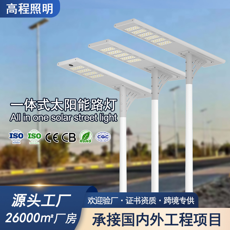 Farola solar LED, luz de jardín con puerto de monitoreo, modelo de ingeniería, farola solar integrada.