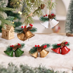 国境を越えた売れ筋クリスマスベルペンダントクリエイティブメタルベル松ぼっくりクリスマス装飾ペンダントダブルベル卸売