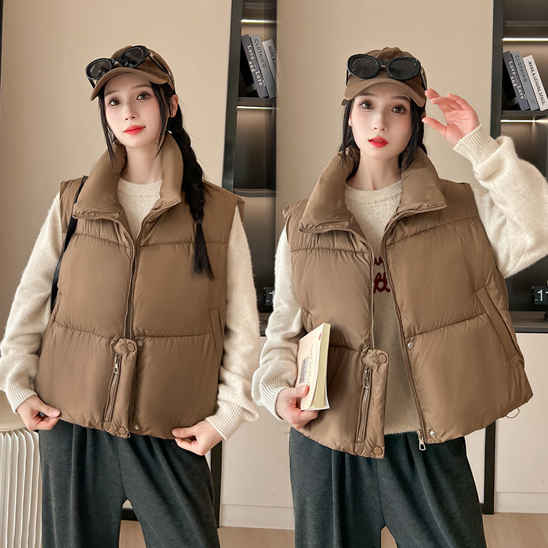 2025 nuevo chaleco de algodón coreano invierno corto engrosado chaqueta de pluma suelta ultra moda sensación de moda clip de caballo image 2