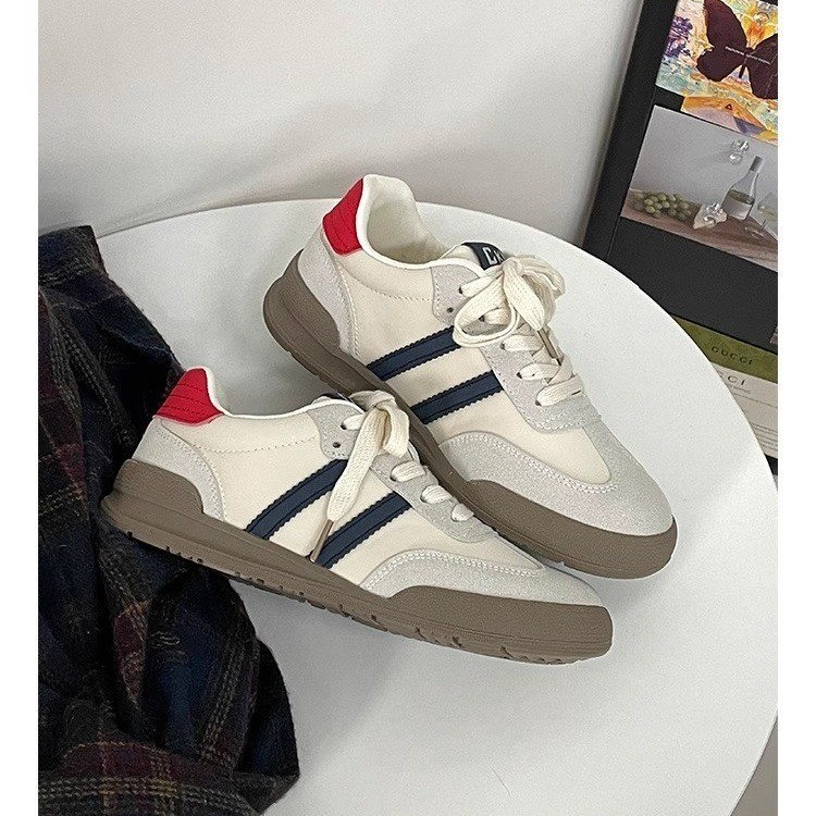 增高德训鞋春季2025新款百搭休闲复古板鞋小众时尚舒适小白鞋女潮