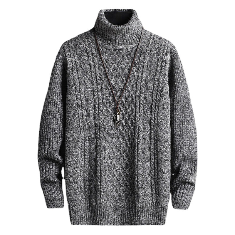 El otoño y el invierno de los hombres nuevo suéter de cuello alto de moda coreana Delgado dos solapa rombo suéter de manga larga de comercio exterior