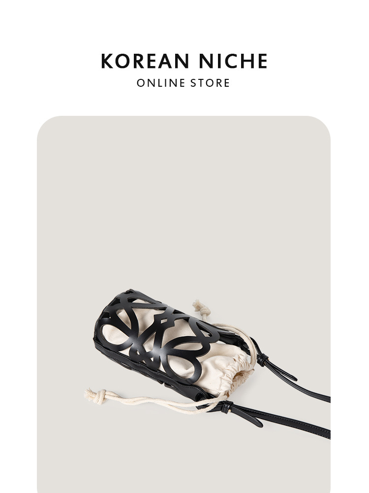 Nuevo bolso bandolera cilíndrico de lona con cordón y diseño coreano de nicho, para mujer, de alta gama, único y versátil.