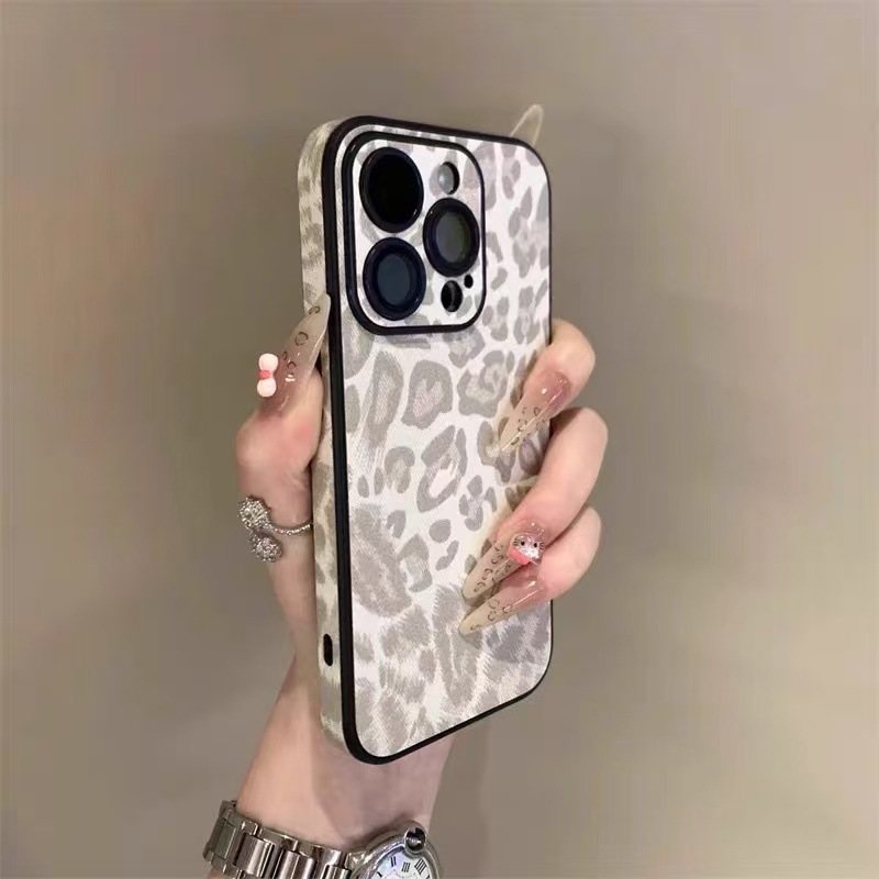 Película de lente iphone16ProMax con estampado de leopardo de color sólido simple 13 Funda para teléfono móvil para Apple 15 Mujer 14 Pareja 13