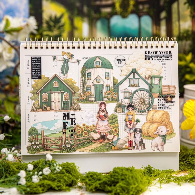 El paquete de pegatinas grandes del Sr. Paper, serie de diario de construcción de sueños, pegatinas de tarjetas duras talladas, pegatinas de material de base de cuenta manual