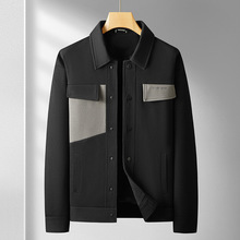 设计师原创秋季新款男式翻领拼色夹克加肥加大码宽松时尚男士工装