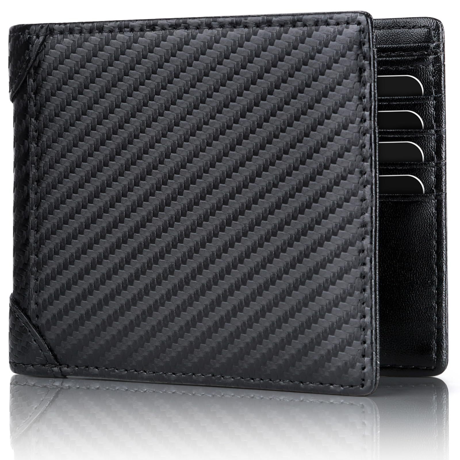 Cartera de fibra de carbono de los hombres bienes genuinos al por mayor de cuero de Caballo Loco de cuero antirrobo cepillo corto cartera primera capa de piel de vaca billetera