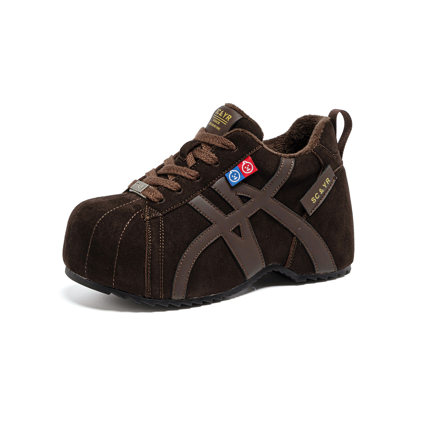 Giày sneaker nữ chunky đế dày phong cách Birkenstock mũi to, thời trang retro Mỹ, tăng chiều cao — M2982 li đơn màu vàng, M2982-1 màu nâu cộng với nhung, M2982-1 màu xám nhung, M2982 lớp lót đơn màu xám