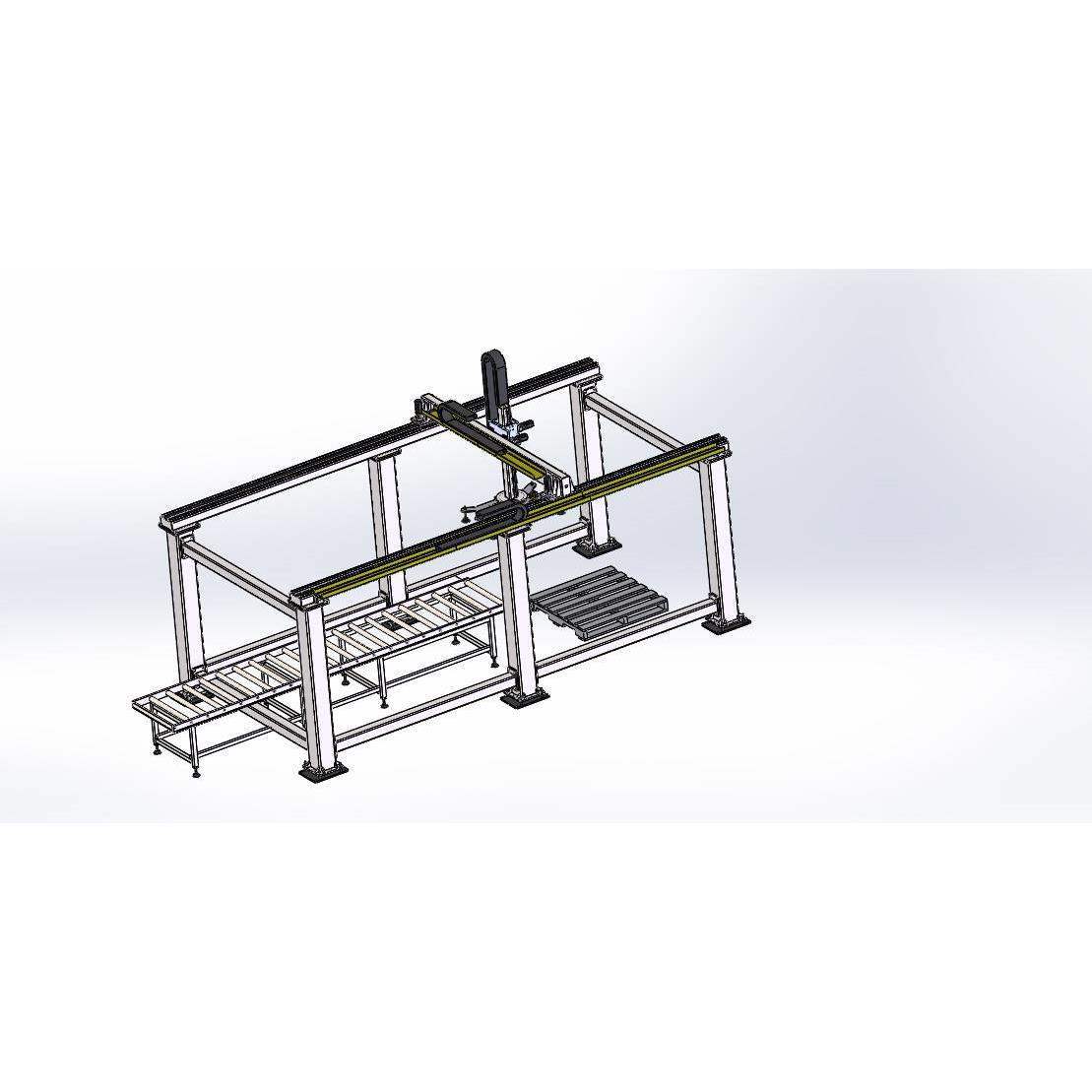 龙门架搬运机器人大型桁架码垛机械手吸盘式装箱码垛机3d图纸模型