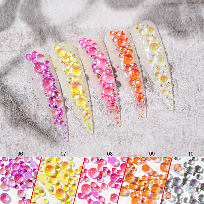 Nueva belleza de uñas color mágico perlas de peces humanos Aurora color caramelo cristal 1440 DIY uñas de cristal decorativo diamante Accesorios