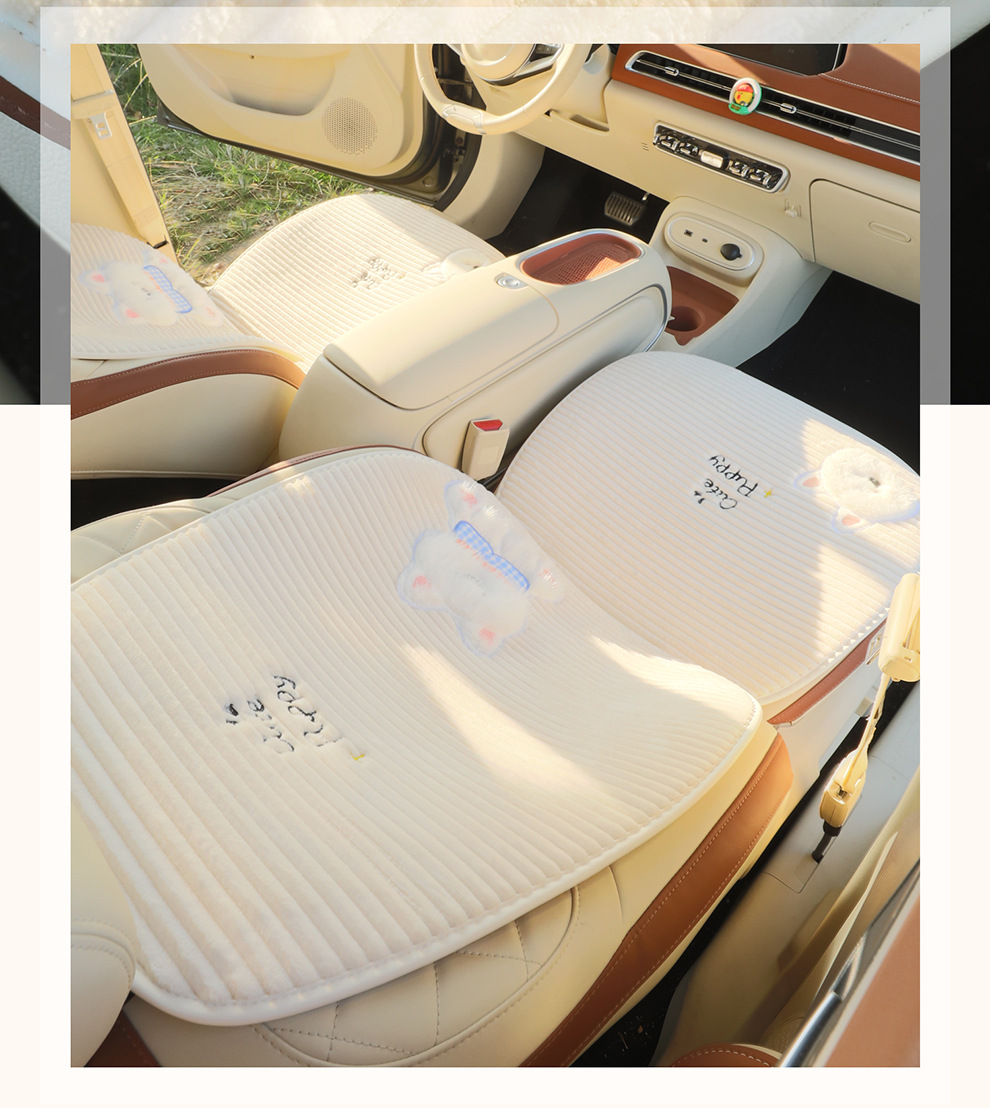 New Car Seat Cushion Winter Plush Cute Car Seat Cushion Advanced Warm Thickened Cartoon Car Seat Cover