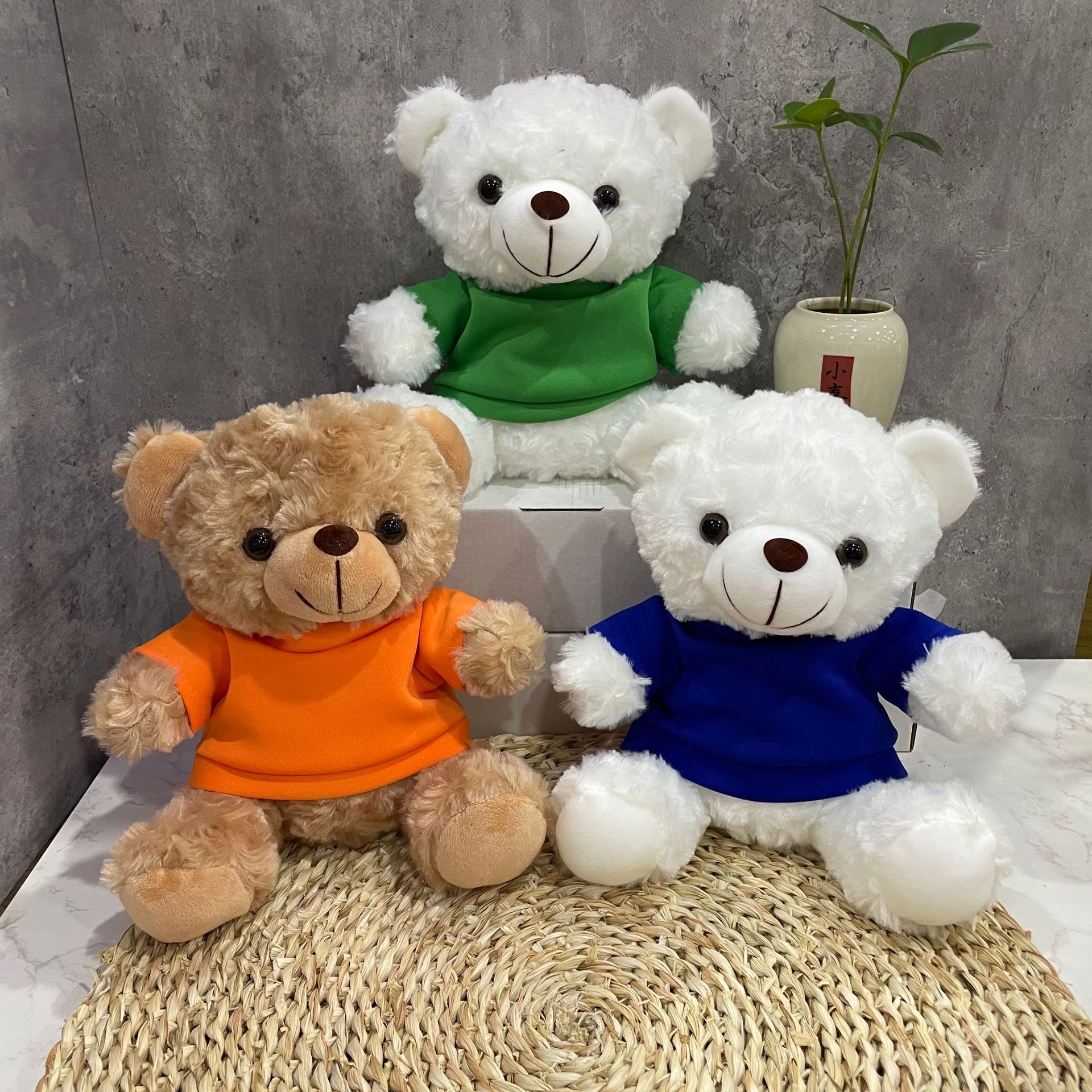 Teddy Bear se puede imprimir LOGO evento de vacaciones muñeca regalo para el hogar adornos de escritorio abrazar juguetes de peluche