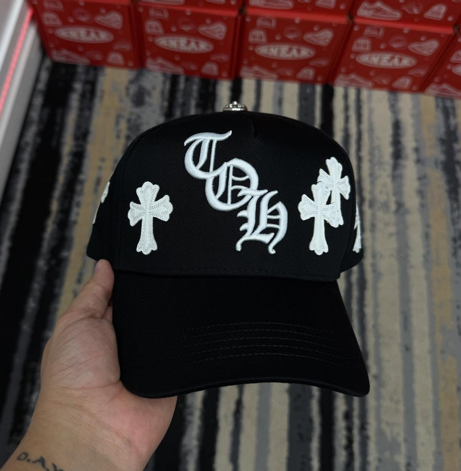 Nuevo Meike Duo Dandy bordado ajustable gorra de boca de pato borde curvo gorra de béisbol con diamantes barba tío