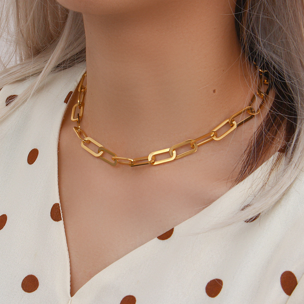 Estilo Simple Geométrico Acero Inoxidable Collar Enchapado Collares De Acero Inoxidable display picture 5