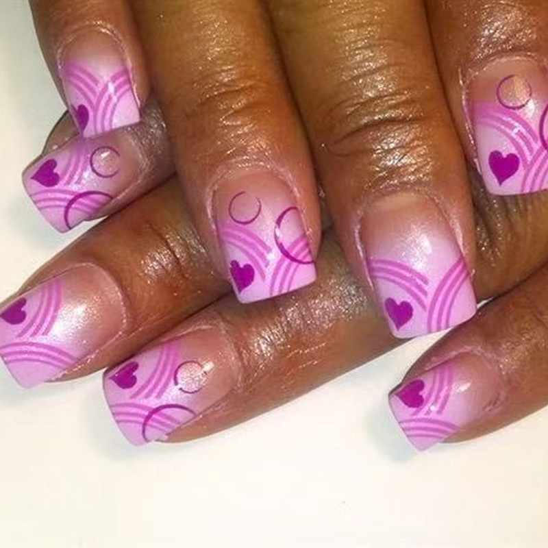 Charm Purple Gradient Love Moon Meteor Design Valentine's Day Fashion Nail Pieces Wear Nail Art Nail Patch