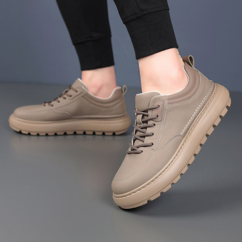 Cabeza de piel de vaca de otoño nuevos zapatos casuales de hombre zapatos transpirables de cuero de suela gruesa zapatos de cuero ultraligeros de hombre zapatos suaves