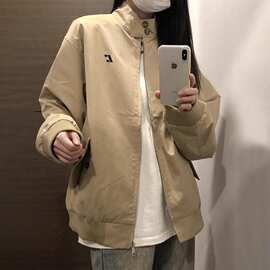 初秋夹克外套女春秋新款韩系小个子美式工装立领卡其色棒球服上衣