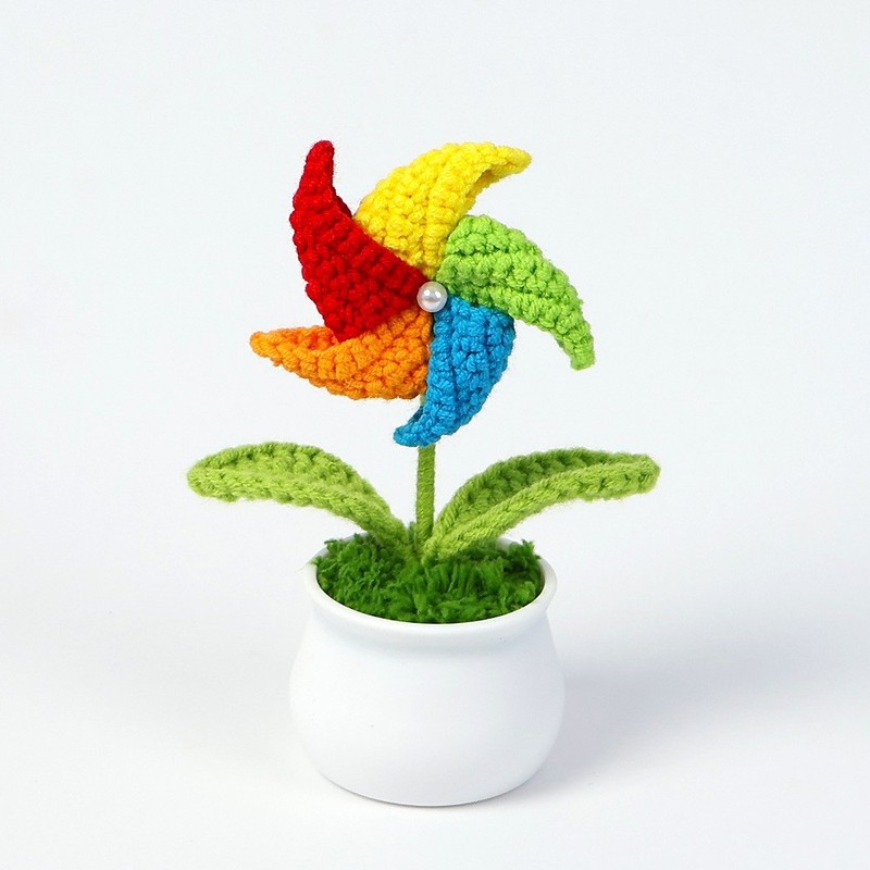 完成したウールひまわり鉢植えスズラン造花チューリップデスクトップ装飾品バレンタインデー教師クラスメートギフト|undefined