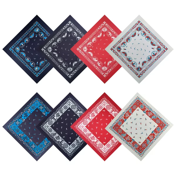 Pure Cotton American Retro Amekaji Printed Square Scarf Hip-Hop Street Dance Outdoor Cycling Decorative Headscarf
