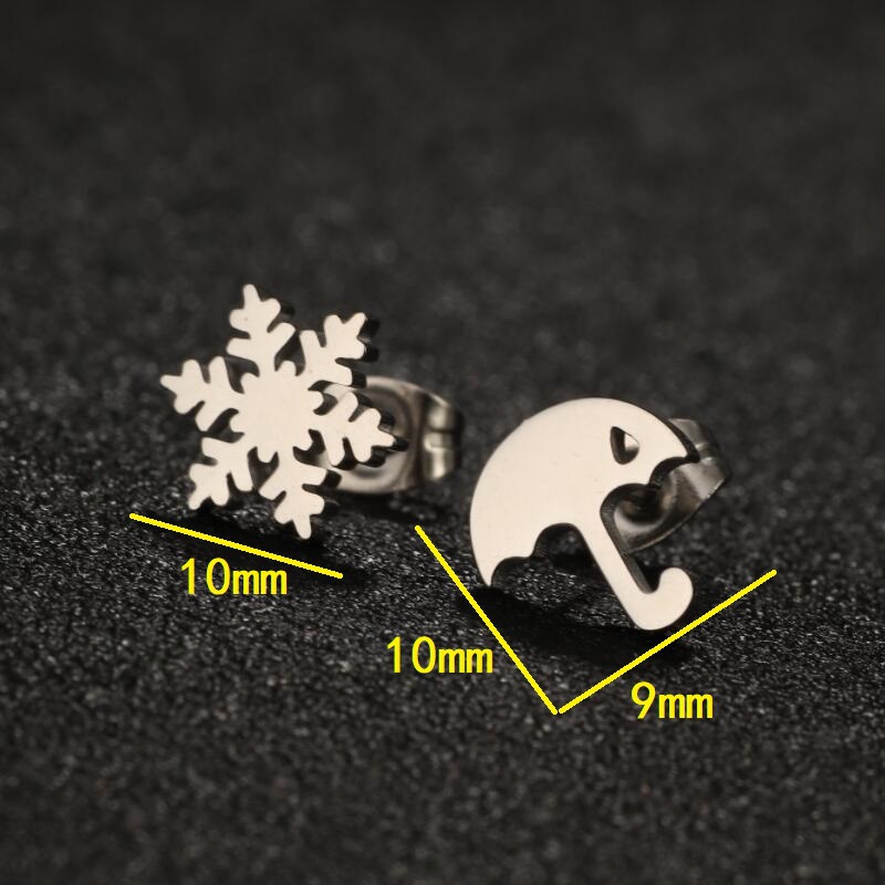 5g Weight PVD Coated Gold Plating Process 316 Stainless Steel Ear Needle Material 18K Gold, Real Gold Plated Plating Material PVD Coated 18K Gold Real Gold Plated Butterfly Umbrella Snowflake 304 Stainless Steel Casual Simple Style Waterproof Non Tarnish Ear Studs