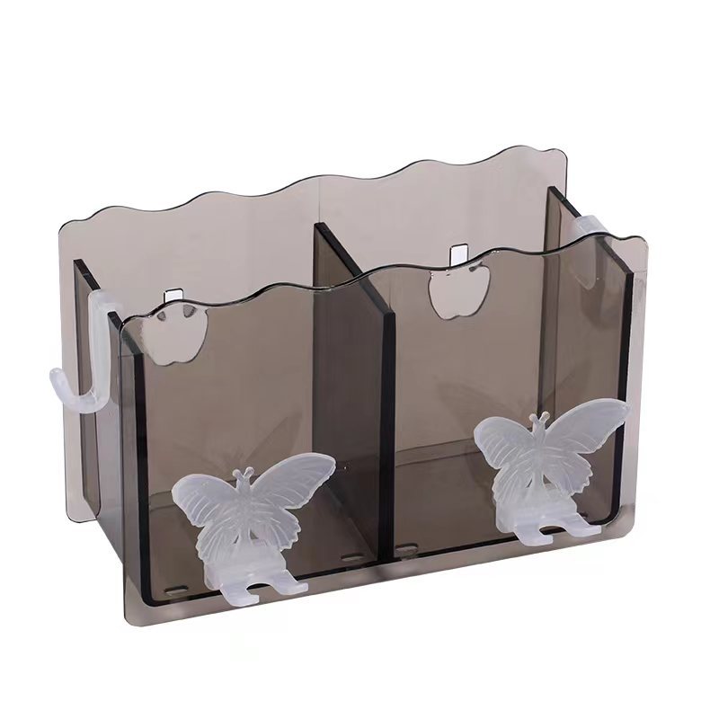 Estante Caja de almacenamiento sin perforación Taza de enjuague bucal montada en la pared Estante de pared Caja de almacenamiento multifuncional para baño de plástico