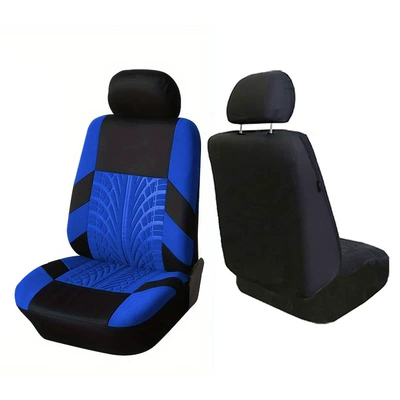 Foreign Trade Hot-Selling Tire Pattern Car Seat Cover Press Machine Seat Cover Seat Cushion Two-Piece Set Fabric Car Seat Cover Wholesale (Universal seat cover) - blue-2-piece-set-front-single-seat