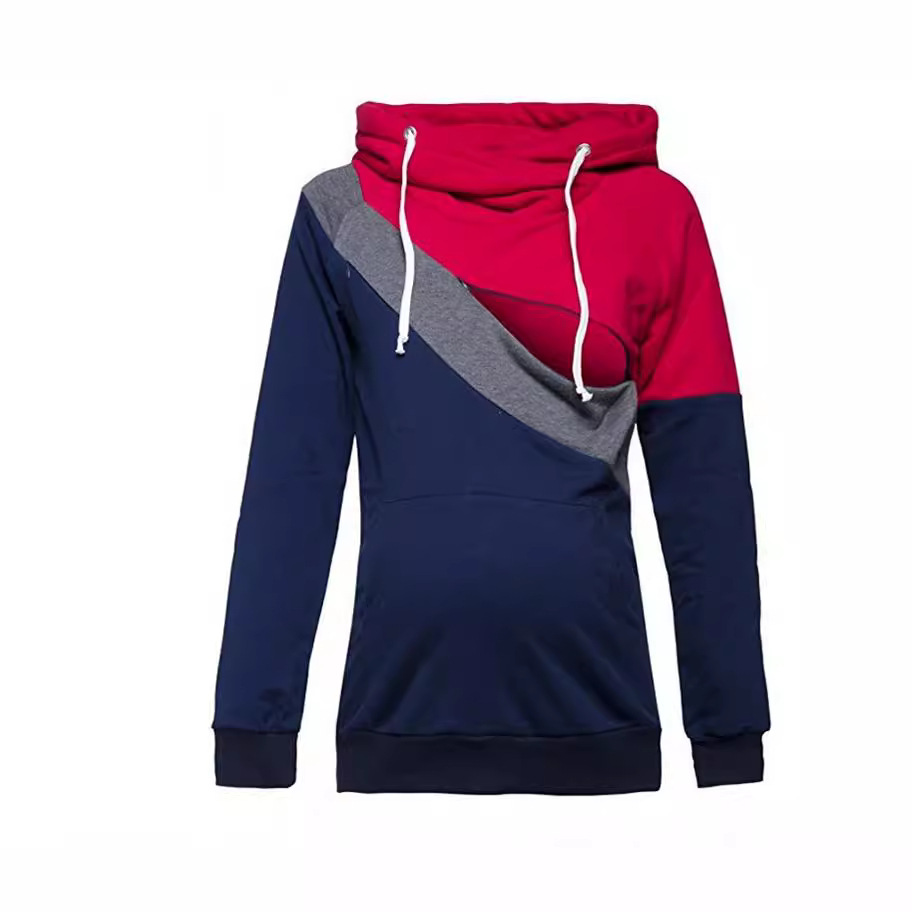 Sudadera de lactancia multifuncional de manga larga con diseño patchwork para madres, nueva de 2025, disponible en AliExpress, eBay y Amazon.