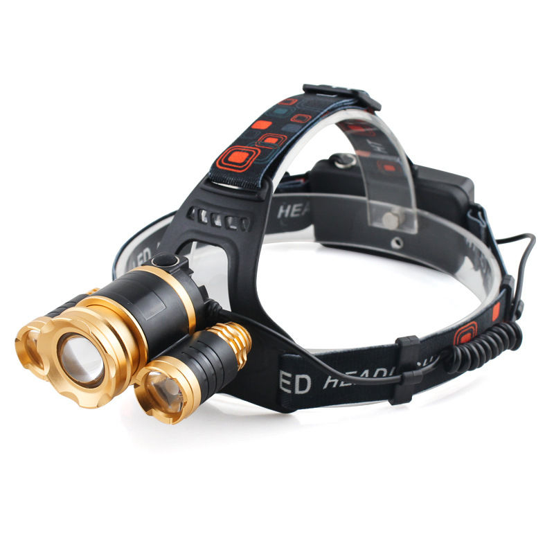 Procesamiento de faros de luz fuerte personalizados T6USB faros de inducción de carga de alta potencia zoom telescópico 3led faros de pesca nocturna image 3