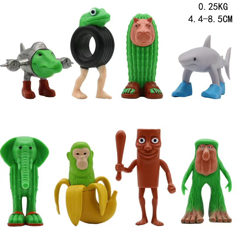 外国の山と海の経典シリーズフィギュア通通木棒人トララ靴を履いたサメ人形モデル卸売|undefined