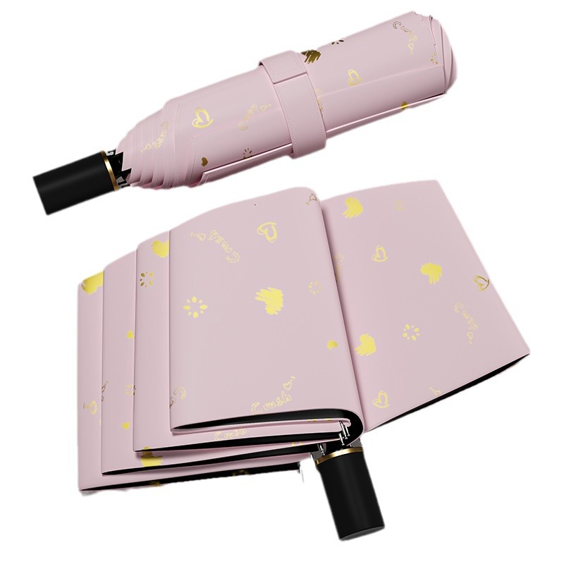 Rain Enjoy Paraguas calientes Paraguas de dibujos animados de amor dorado Paraguas de sol para niños Paraguas plegable de doble uso Sensación de alta calidad Paraguas de protección solar