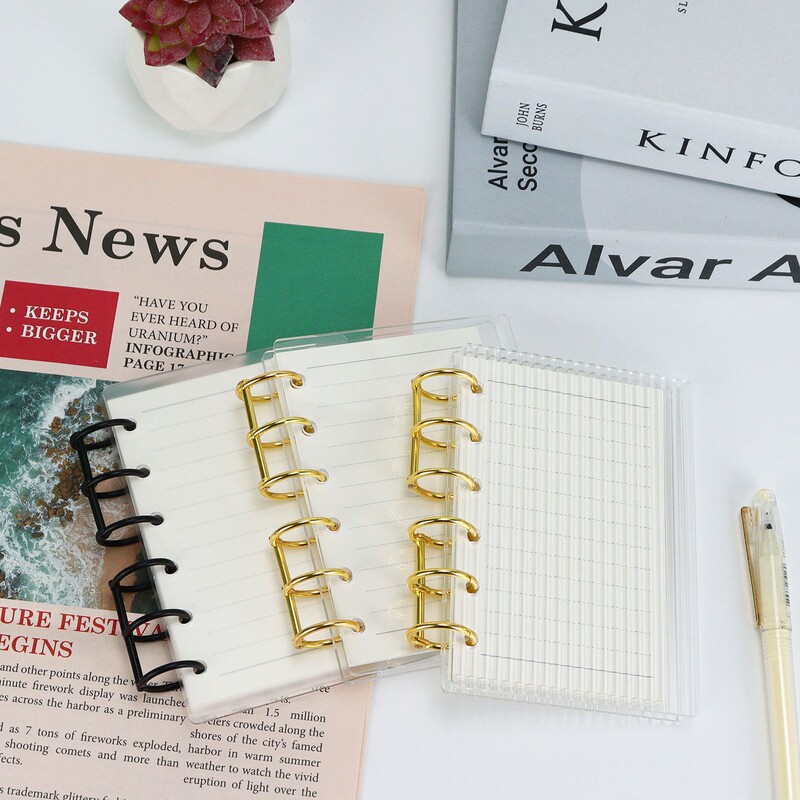 A7 Transparent Twill Binder Simple Hand Ledger Acrylic Transparent Shell 6 Holes Removable Shell Ready for Sale