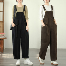 实拍#2025秋季新款宽松文艺复古显瘦工装背带裤女