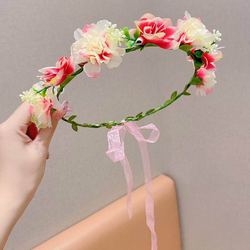 子供の頭飾りの花の子供の美しい花嫁の花輪の手の花の女の子のドレスは花の子供のアクセサリーの王女の頭の花を飾ります。|undefined